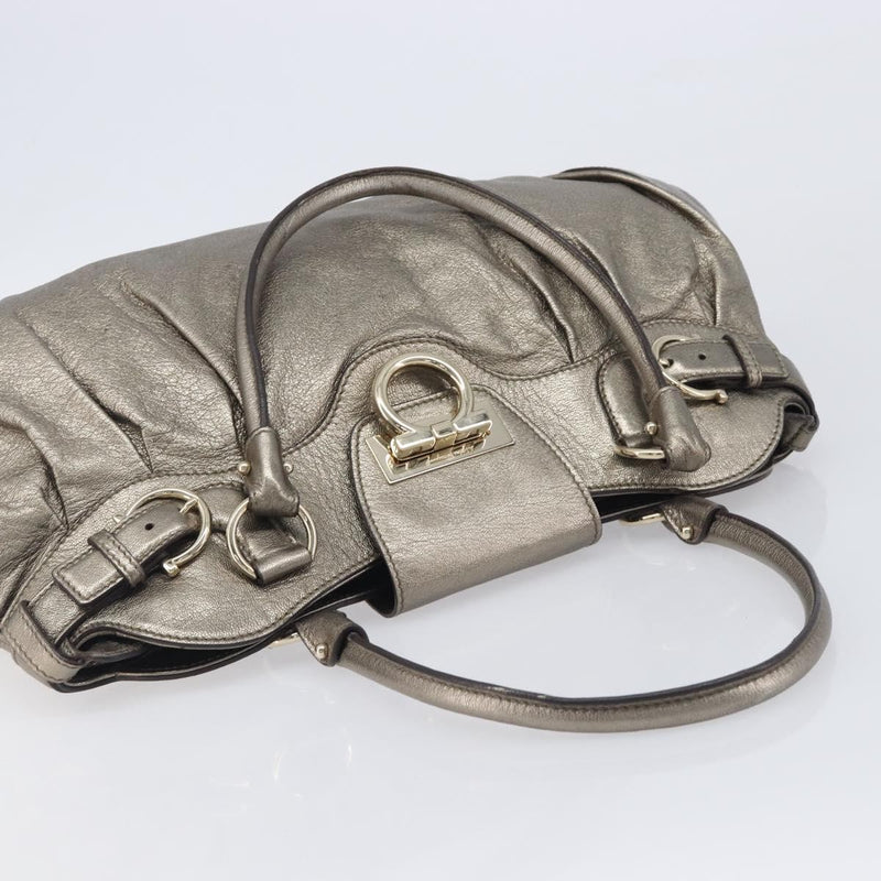 Salvatore Ferragamo Vintage Gancini Top Handle Leather Gold Bag