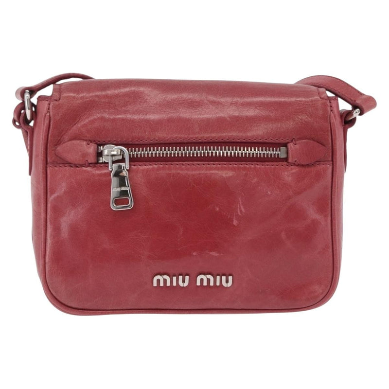 Miu Miu Madras Shoulder Leather Pink Bag