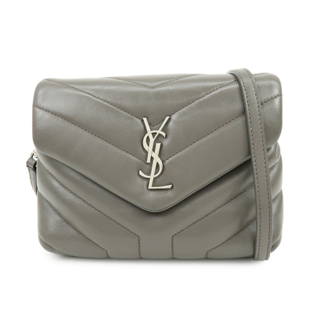 Saint Laurent Loulou Matelasse Chevron Leather Gray Bag