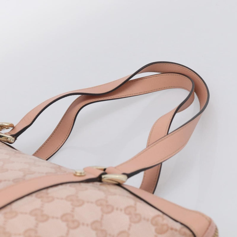 Gucci Abbey Zip Tote Gg Canvas And Leather Pink