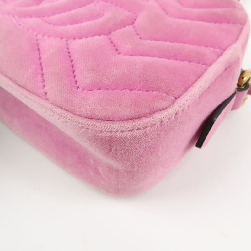 Gucci Gg Marmont Crystal Embellished Matelasse Velvet Pink Bag