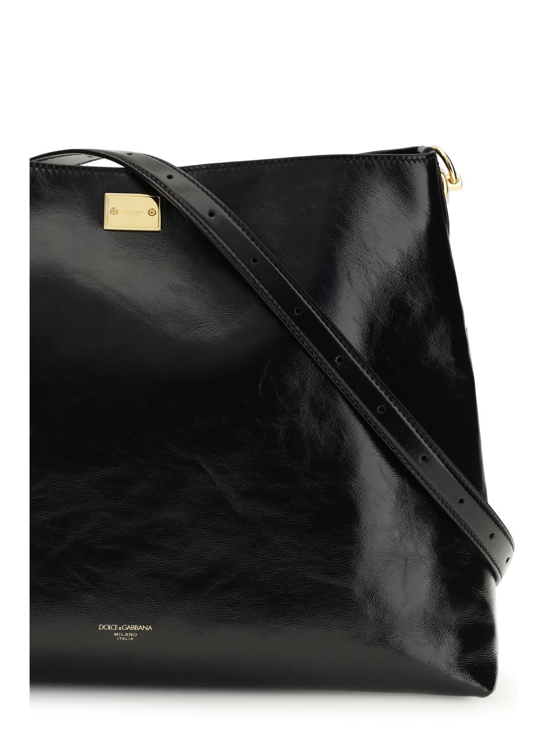 Dolce & Gabbana Vittoria Shoulder Bag — Black Calf Leather Bos Taurus