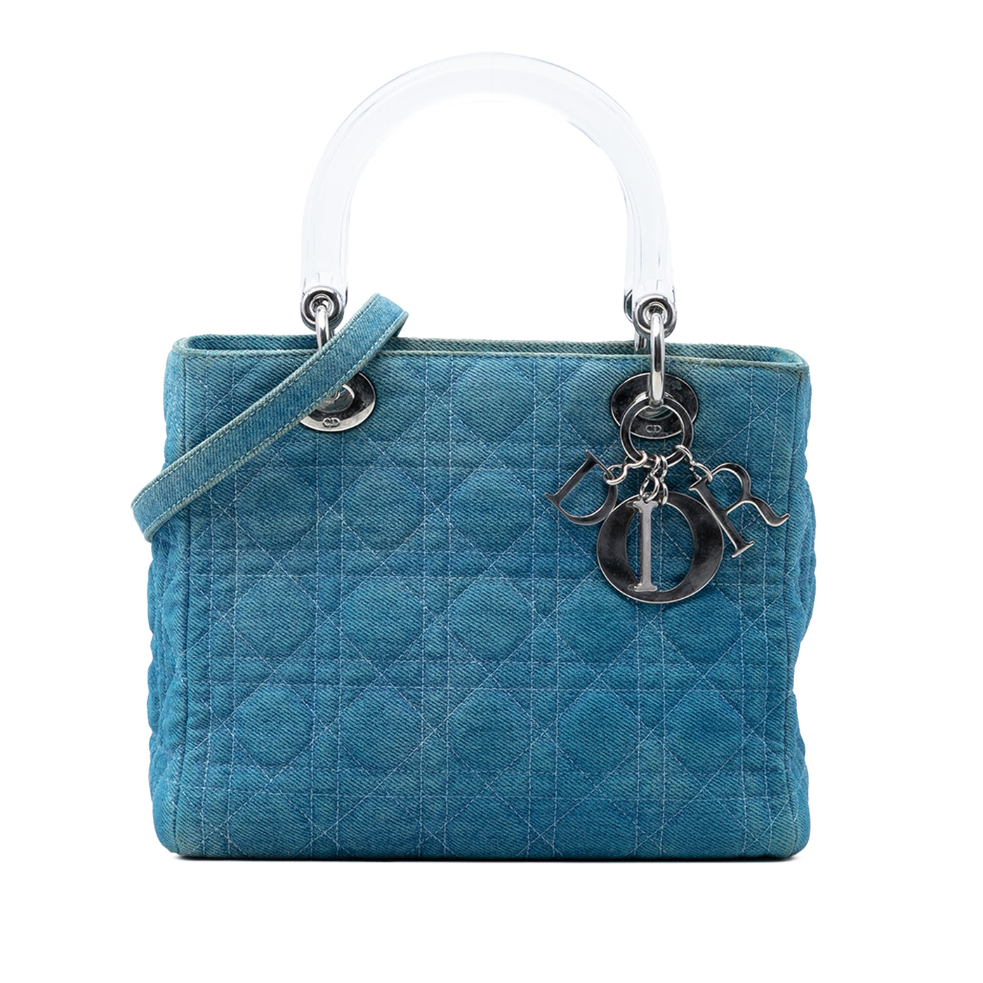 Medium Denim Cannage Acrylic Handles Lady Dior - Image 1