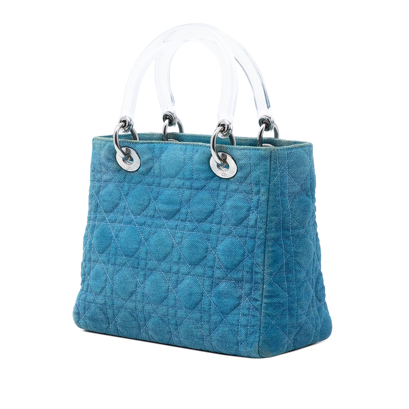 Medium Denim Cannage Acrylic Handles Lady Dior - Image 2