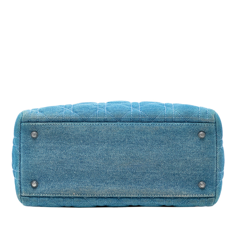 Medium Denim Cannage Acrylic Handles Lady Dior - Image 3