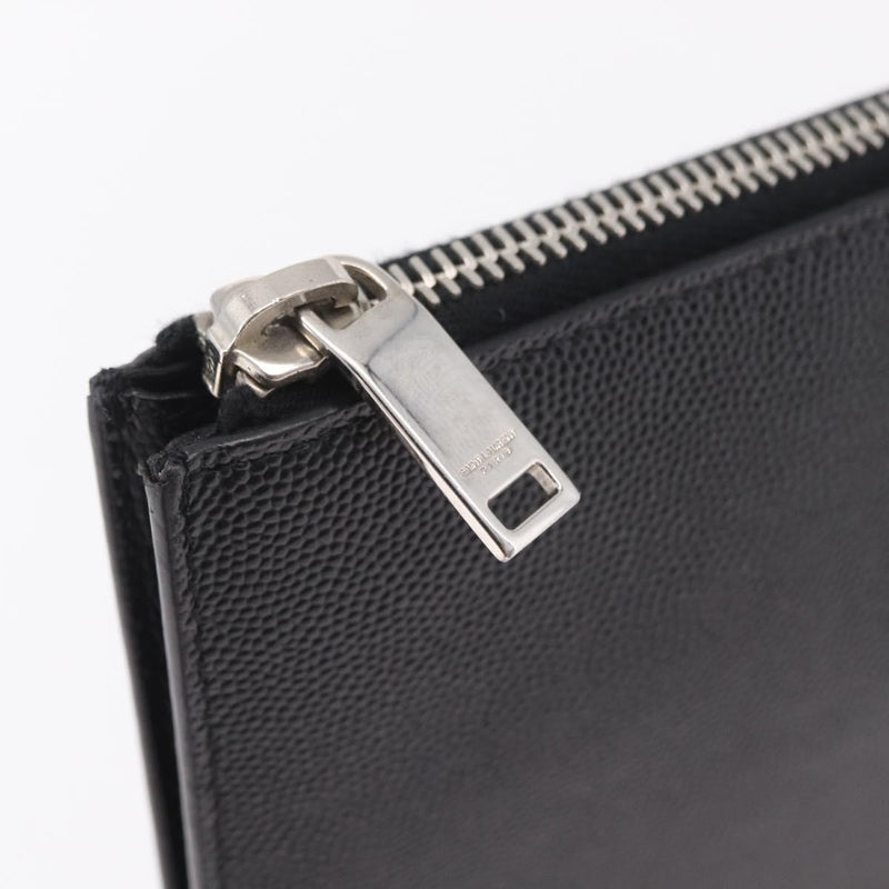 Saint Laurent Letters Zip Clutch Leather Black