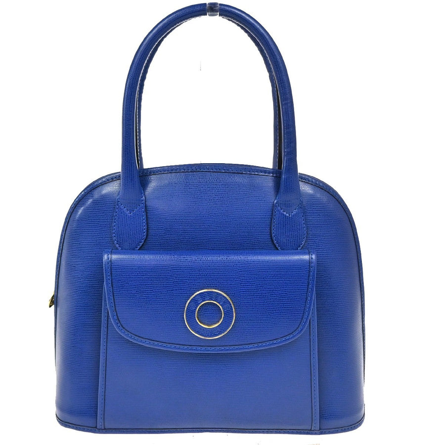 Celine Vintage Circle Logo Leather Blue Bag