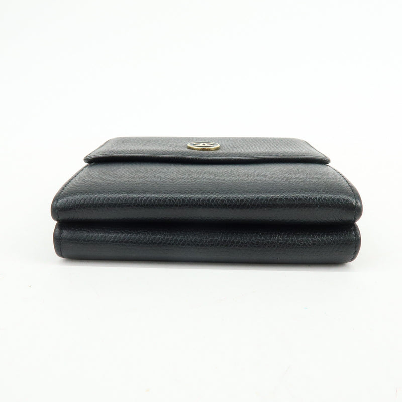 Chanel Cc Button Coin Purse Leather Black Calfskin Accessory