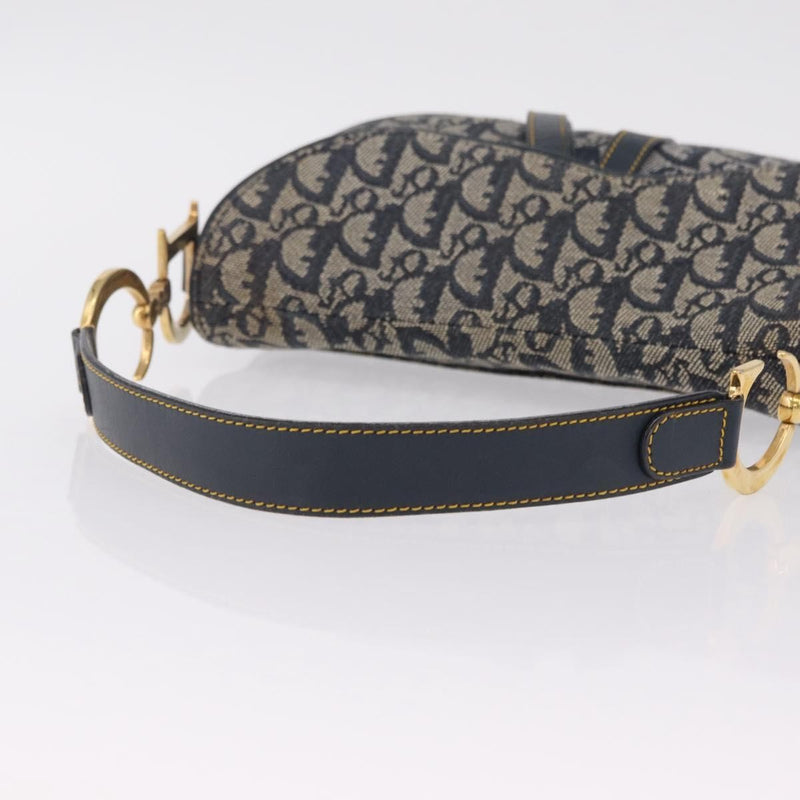 Christian Dior Vintage Double Saddle Diorissimo Canvas Navy Bag
