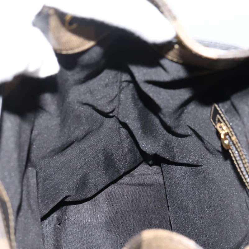 Fendi Vintage Pequin Logo Coated Canvas Brown Bag