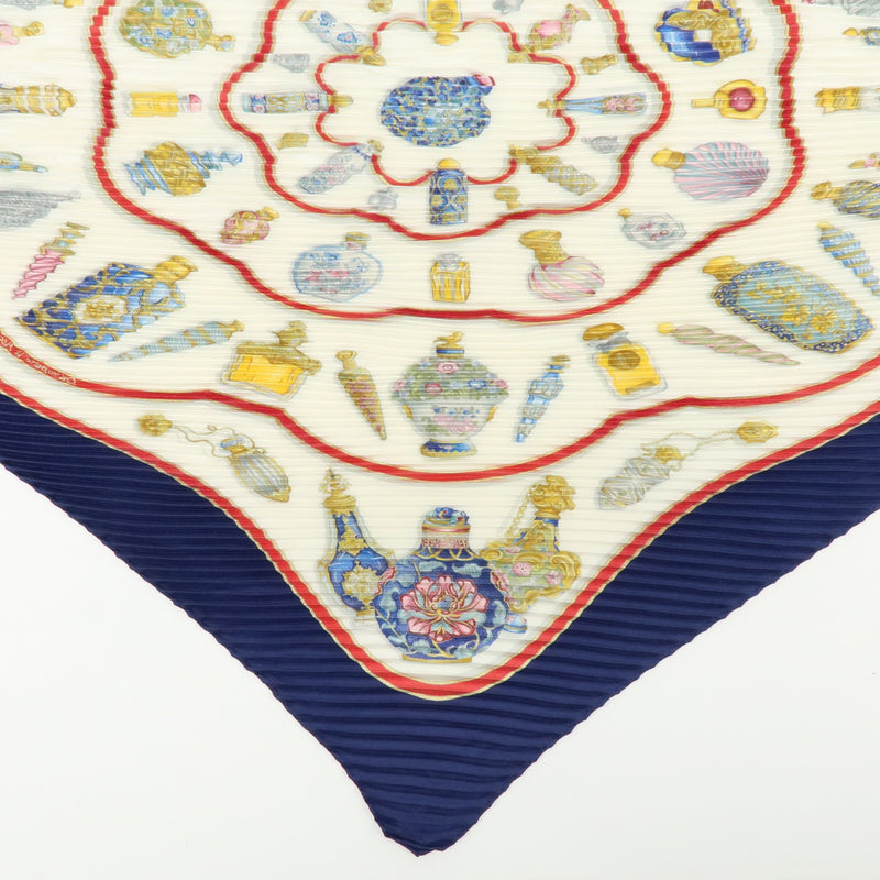 Hermes Carré 90 Pleated Silk Navy Accessory