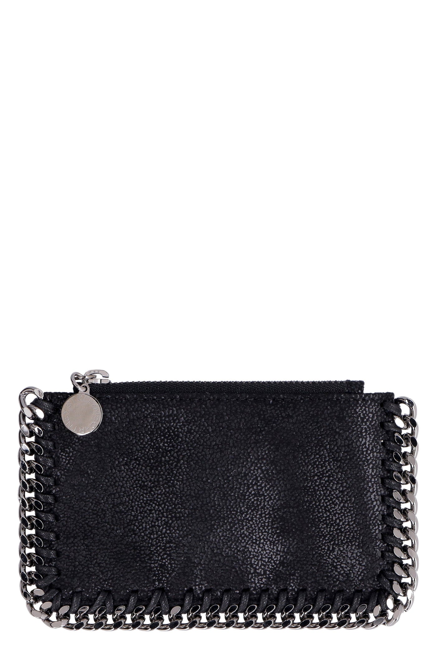 Stella Mccartney Chain-Trimmed Shaggy Deer Card Case — Black Polyester Wallets & Purses