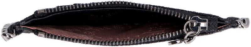 Stella Mccartney Chain-Trimmed Shaggy Deer Card Case — Black Polyester Wallets & Purses