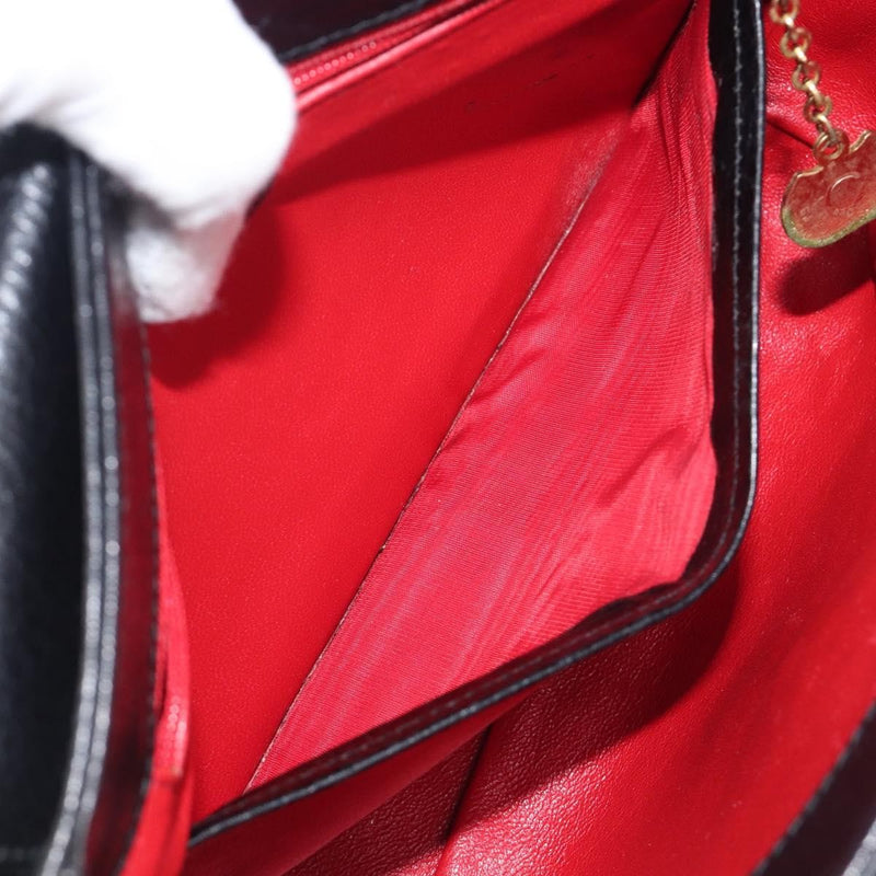 Celine Vintage Circle Logo Leather Black Bag