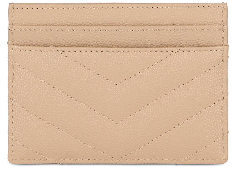 Saint Laurent Matelassé Leather Card Case — Beige Calf Skin Cases