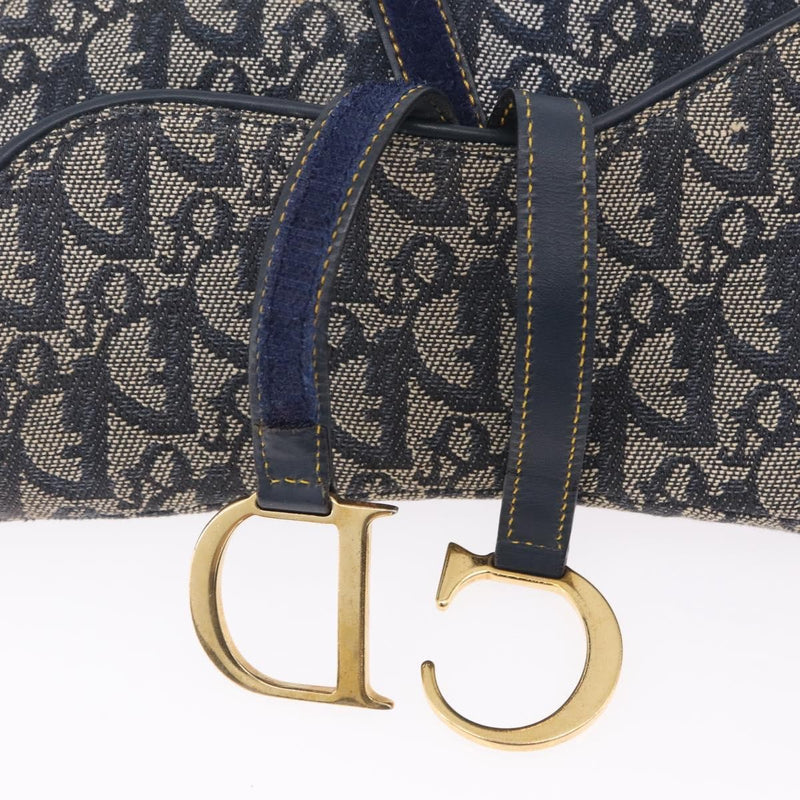 Christian Dior Vintage Double Saddle Diorissimo Canvas Navy Bag