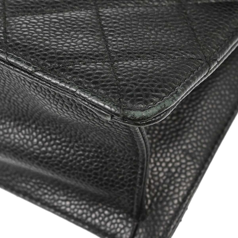 Chanel Paris-Edinburgh Square Flap Caviar 2 Way Black Leather Bag