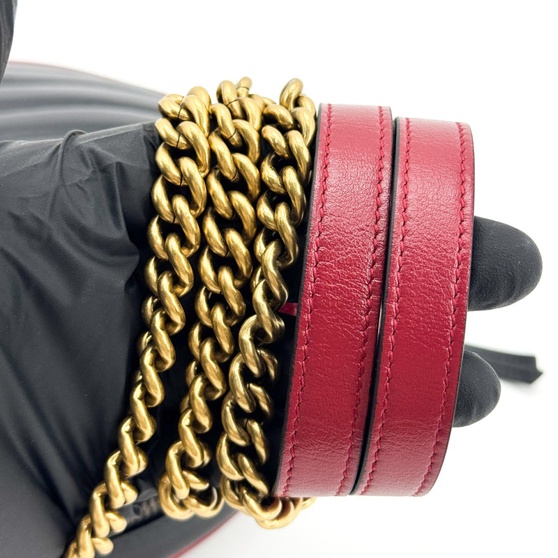 Gucci Gg Marmont Round Matelasse Leather Black Bag