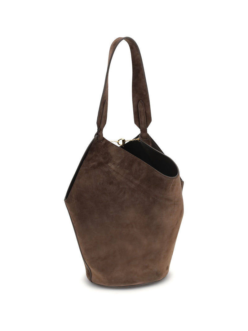 Khaite Lotus Shoulder Bag — Brown Calf Leather Bos Taurus