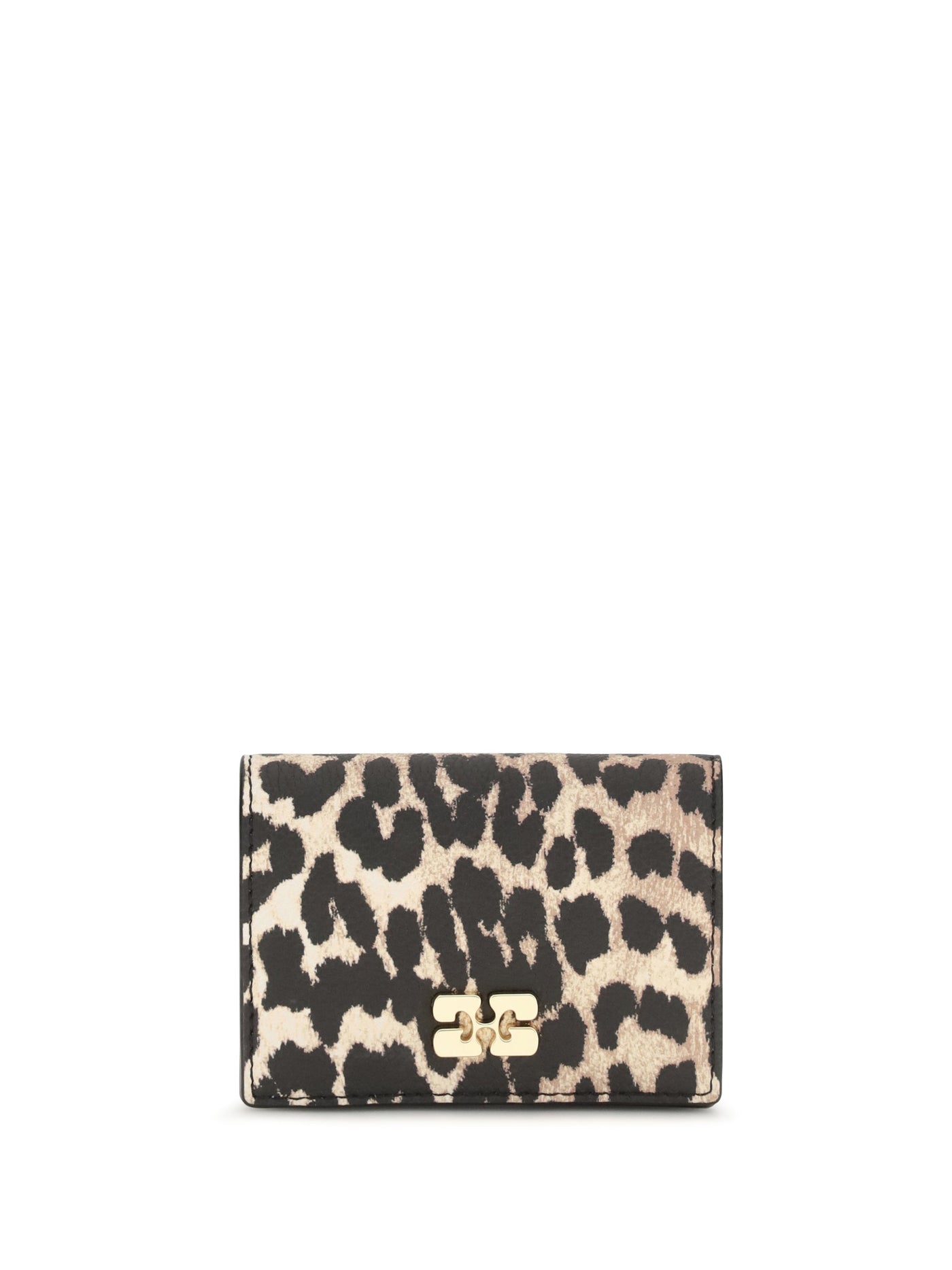 Ganni Animal-Print Recycled Polyester Card Case — Beige Wallets & Purses