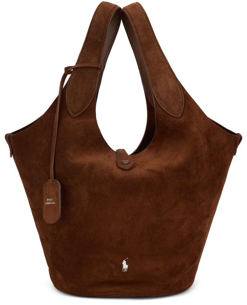 Polo Ralph Lauren Calfskin Suede Tote Bag — Brown
