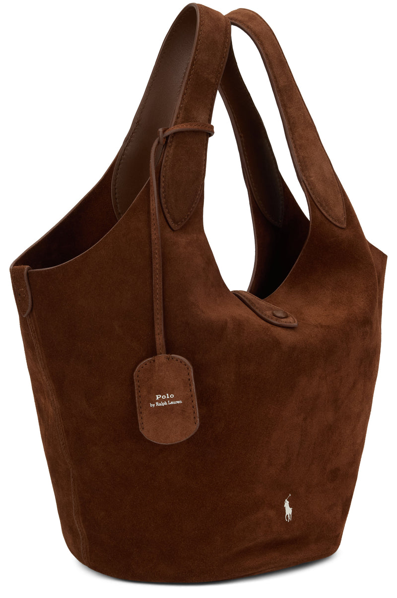 Polo Ralph Lauren Calfskin Suede Tote Bag — Brown