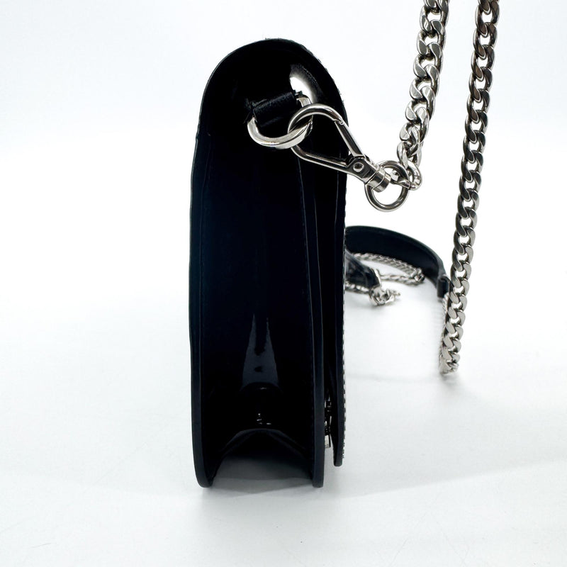 Miu Miu My Logo Chain Patent Black Patent_leather Bag