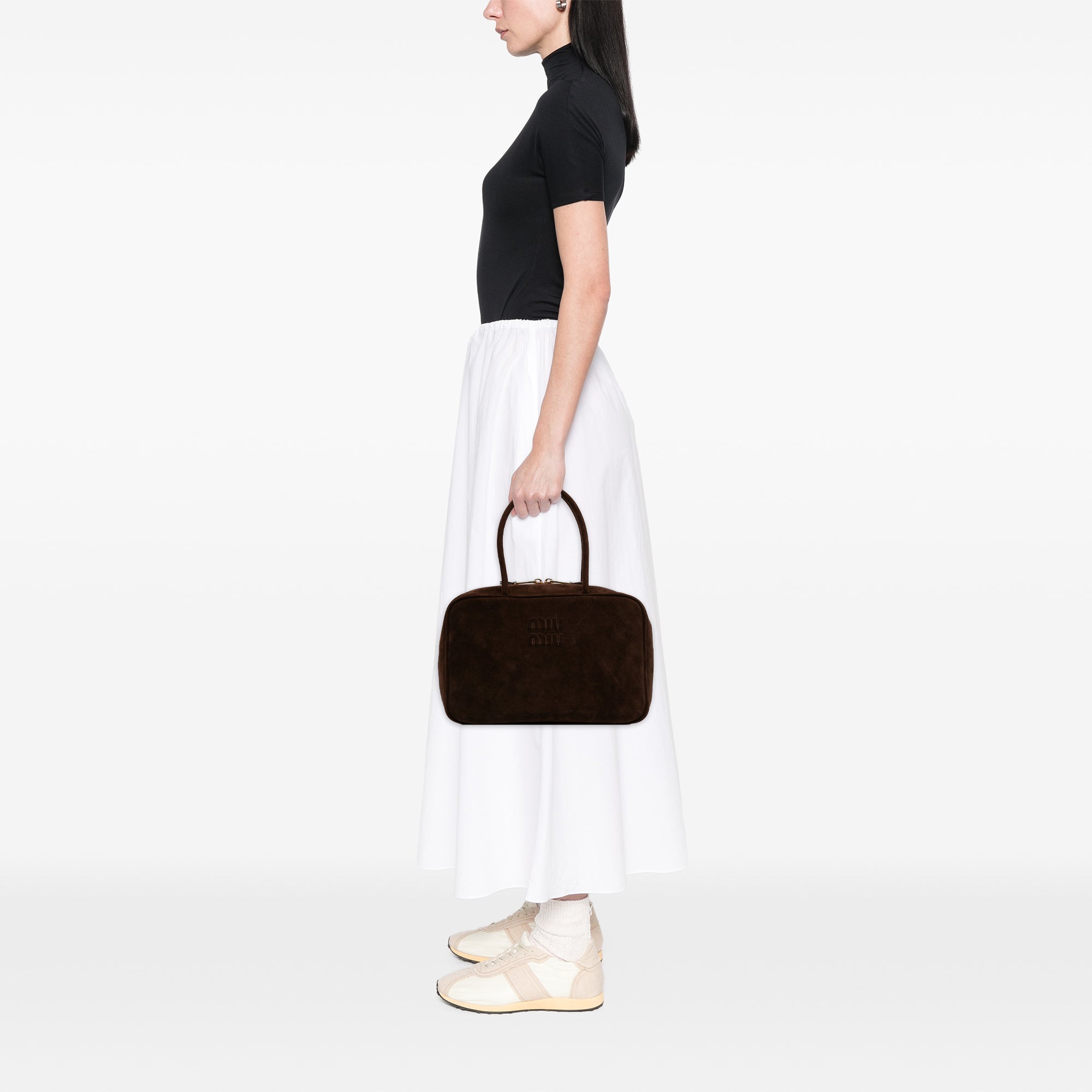 Large Suede Logo Beau Shoulder Bag - Image 6