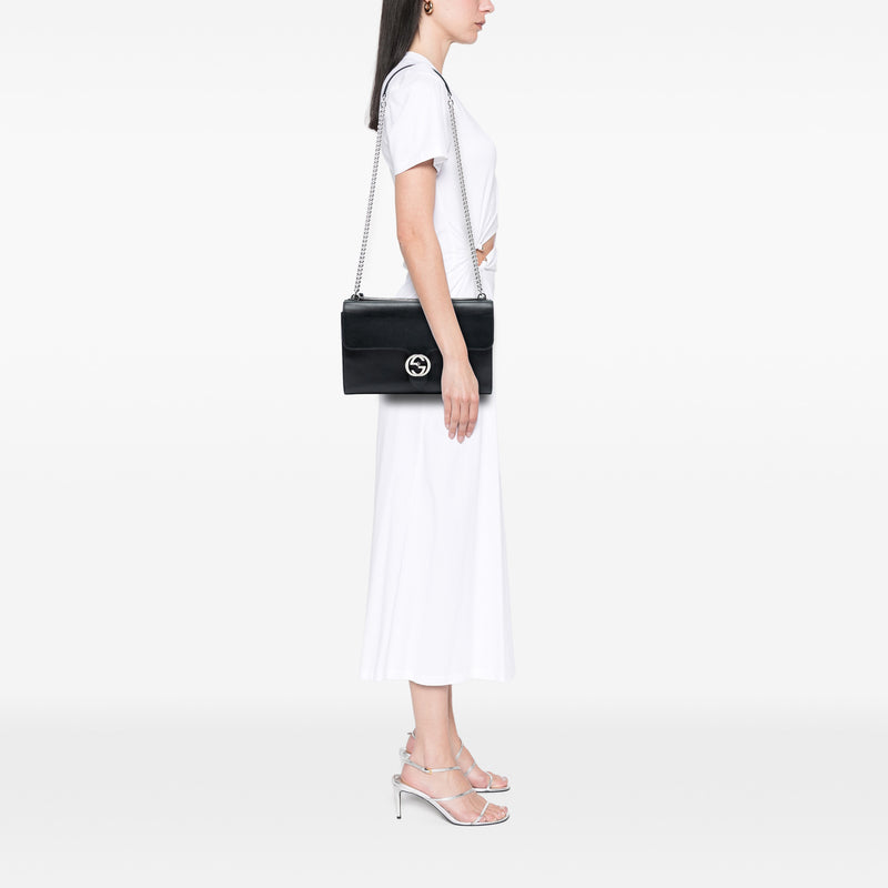 Medium Leather Dollar Interlocking G Crossbody - Image 7