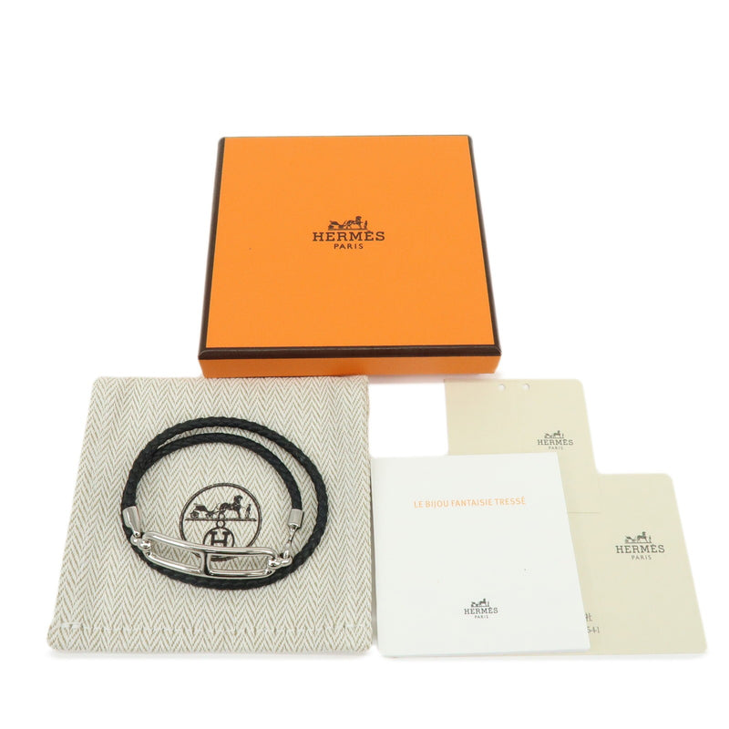 Hermes Roulis Double Tour Braided Leather Black Bijoux