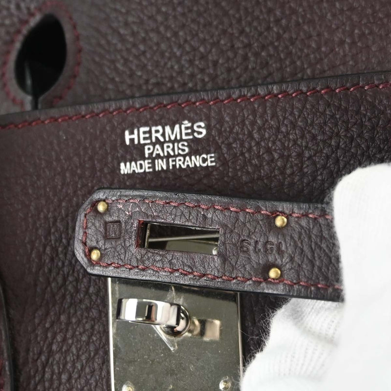Hermes Birkin Purple Togo With Palladium Hardware Burgundy Leather Bag