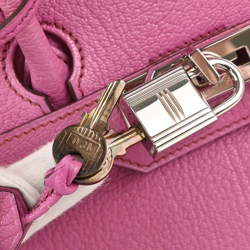 Hermes Hac Birkin Pink Chevre De Coromandel With Palladium Hardware Leather Bag