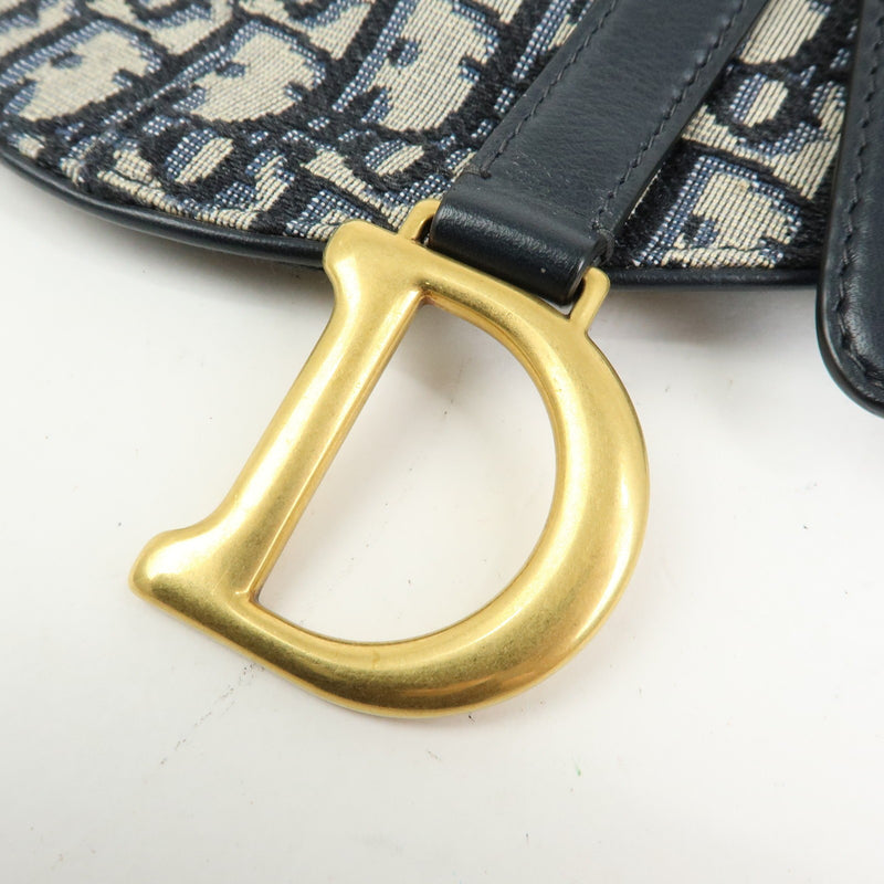 Christian Dior Saddle Belt Oblique Canvas Navy Bag