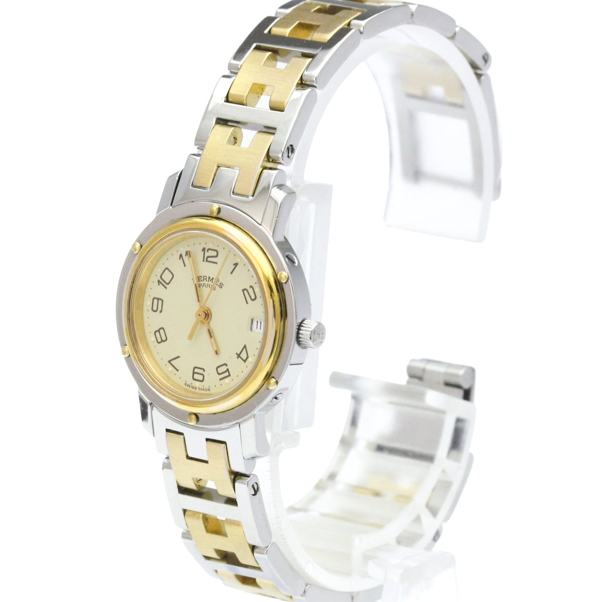 Hermes Clipper Quartz Stainless Steel And Plated Metal Watches