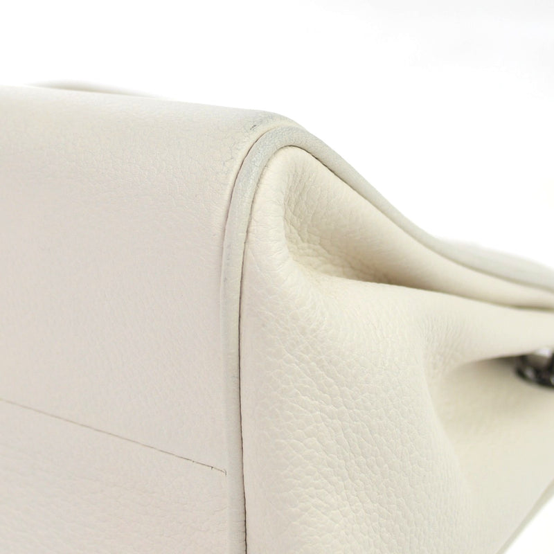 Chanel Pocket Accordion Flap Quilted Lambskin White Leather Bag