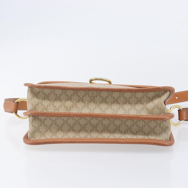 Celine Macadam Shoulder Canvas Beige Bag