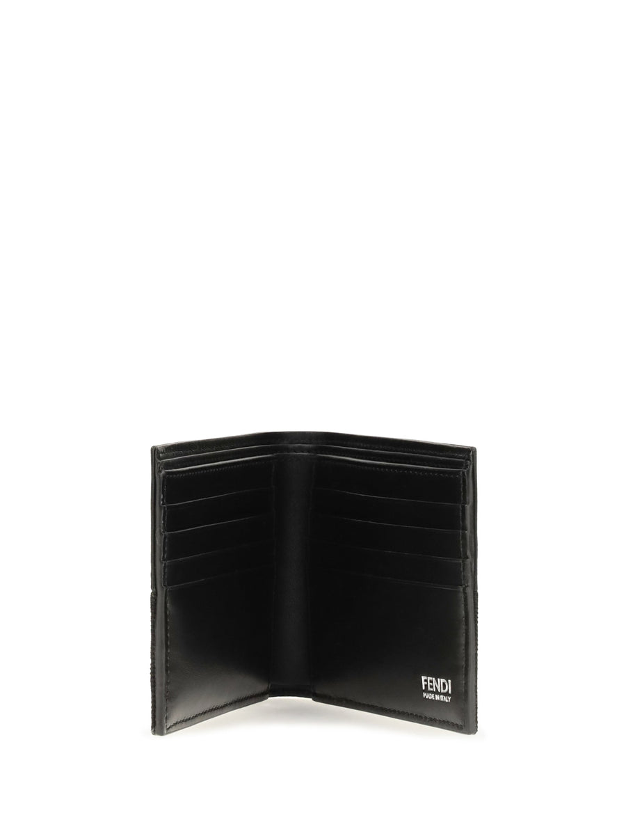 Fendi Ff Jacquard Leather Wallet — Black Calf