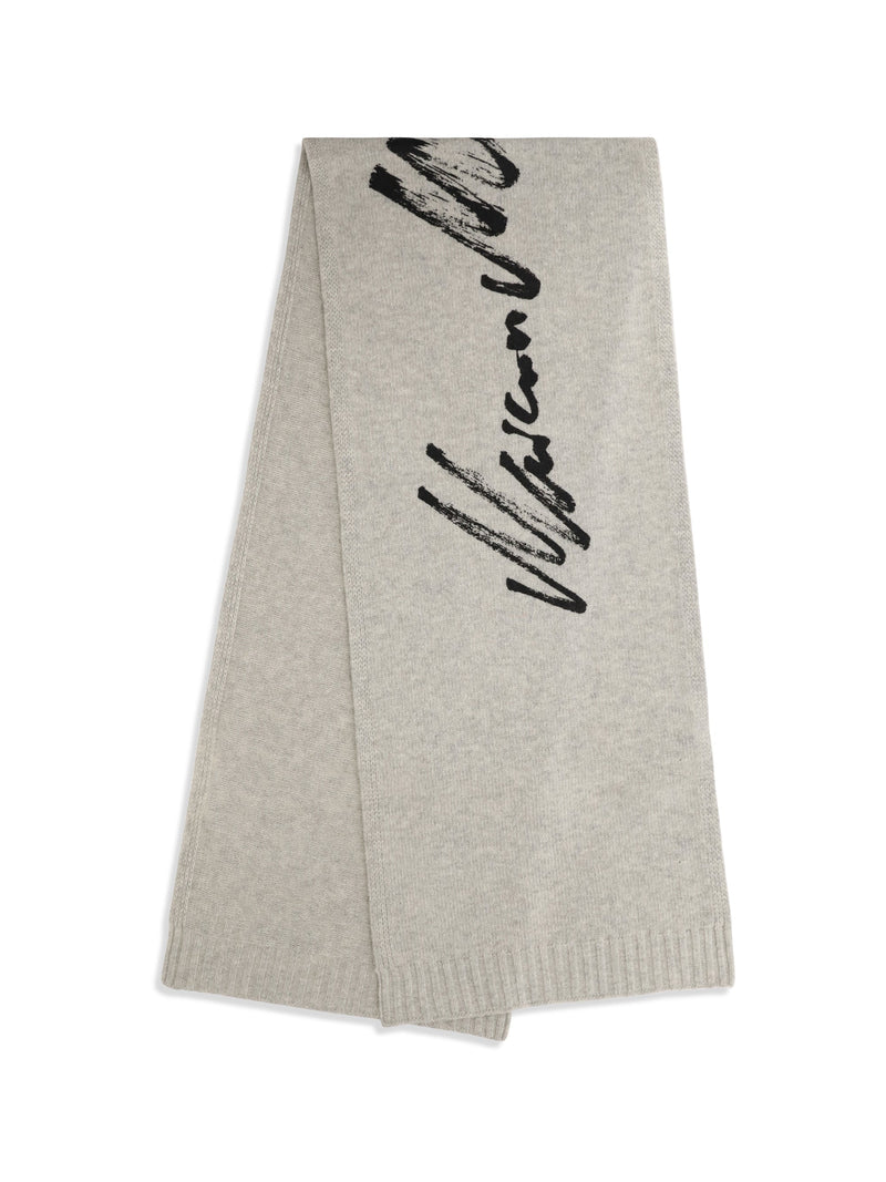 Mm6 Maison Margiela Signature Hand-Drawn Print Scarf — Gray Wool (ovis Aries) Scarfs
