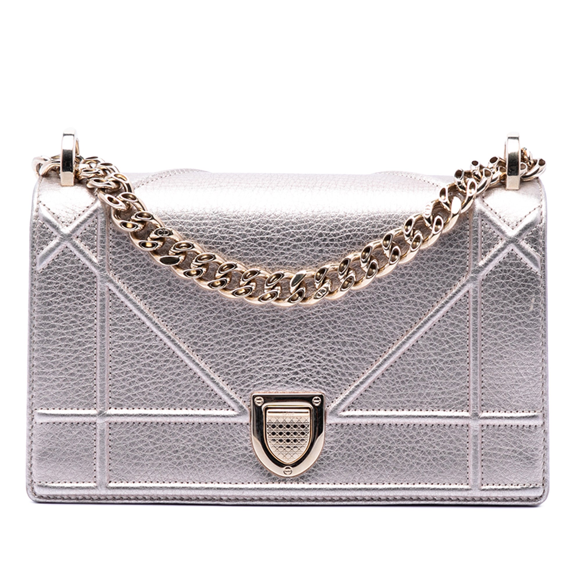 Small Metallic Grained Calfskin Diorama Flap - Image 1