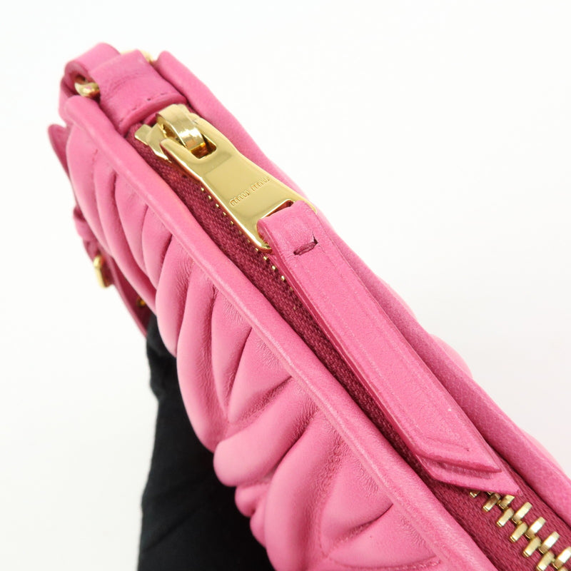Miu Miu Zip Wristlet Matelasse Leather Pink Bag