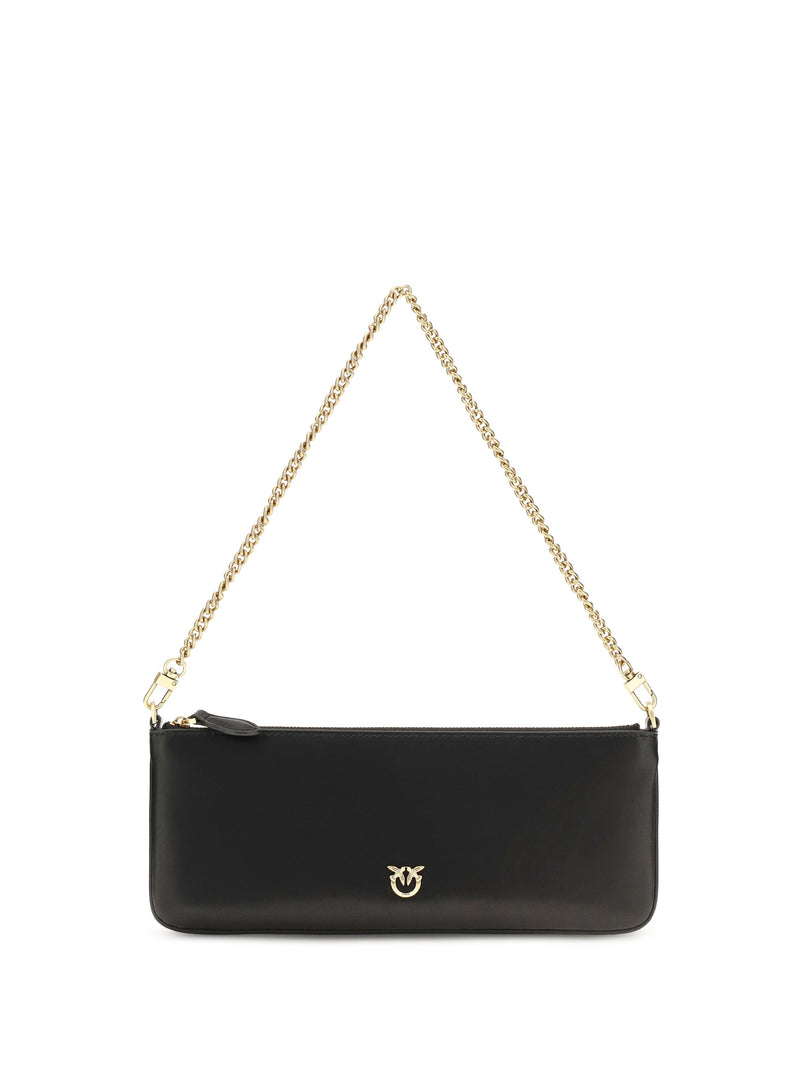 Pinko Horizontal Flat Clutch — Black Calf Leather (bos Taurus)