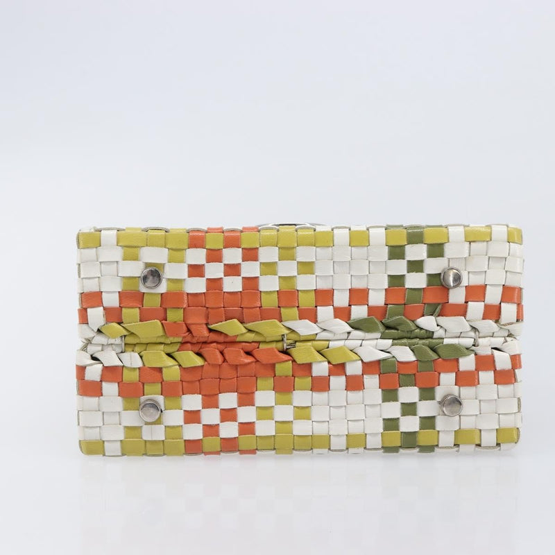 Salvatore Ferragamo Gancini Top Handle Woven Leather Multicolour Bag