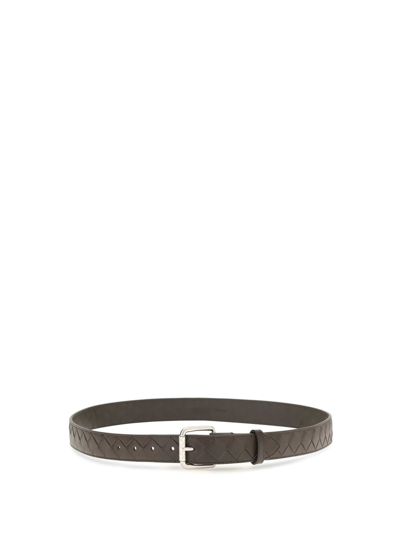 Bottega Veneta Intrecciato Belt — Gray Calf Leather