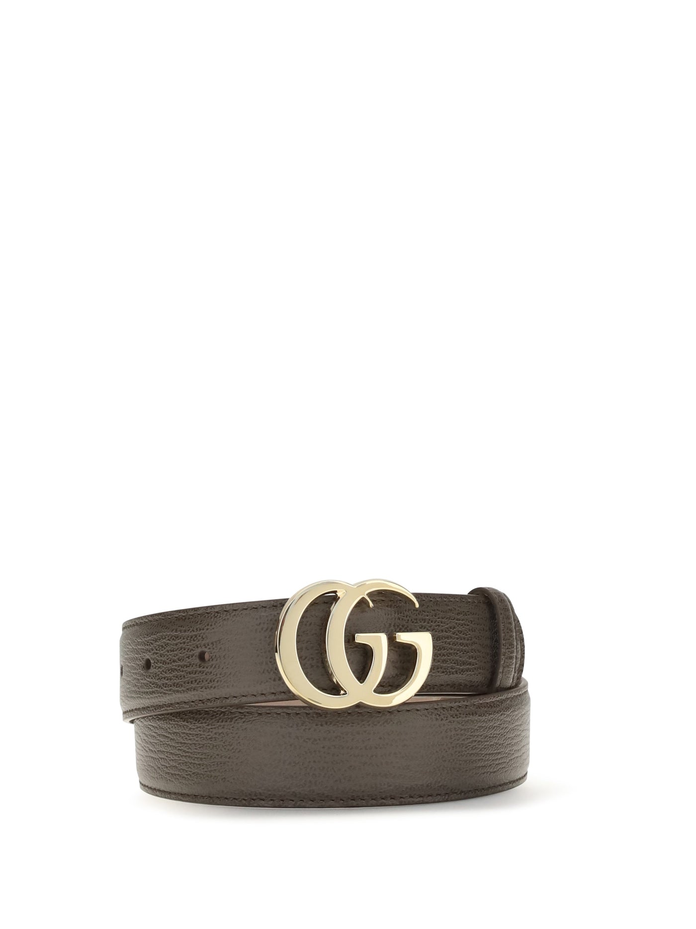 Gucci Gg Logo Leather Belt — Brown Calf Bos Taurus