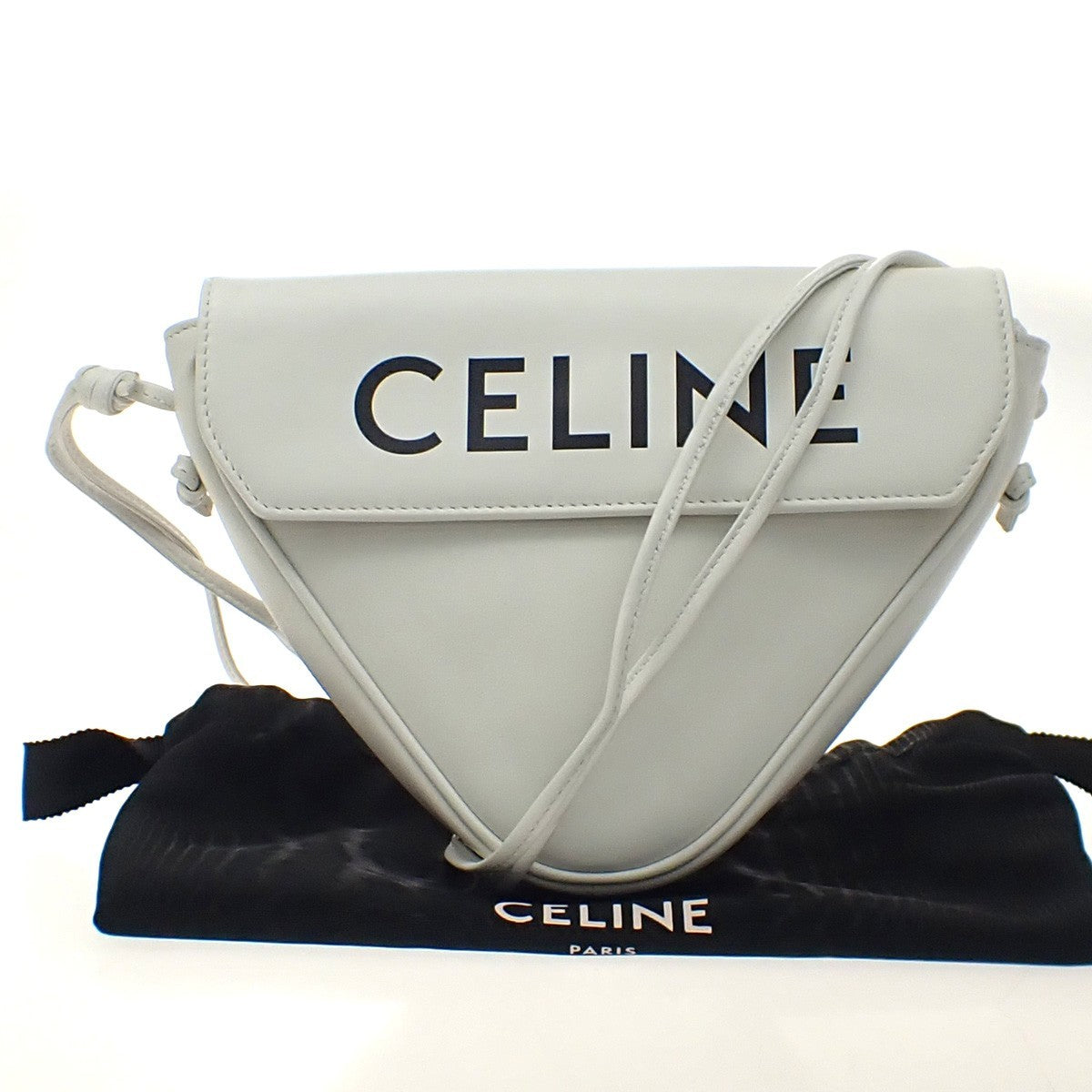 Celine Triangle Leather White Bag