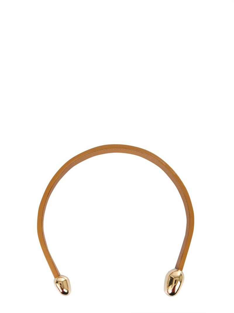 Bottega Veneta Leather And Brass Necklace — Beige Necklaces
