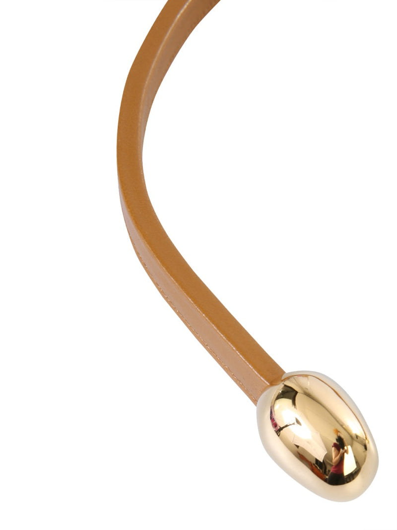 Bottega Veneta Leather And Brass Necklace — Beige Necklaces