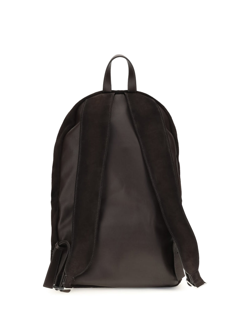 Santoni Suede And Calf Leather Backpack — Brown Bos Taurus