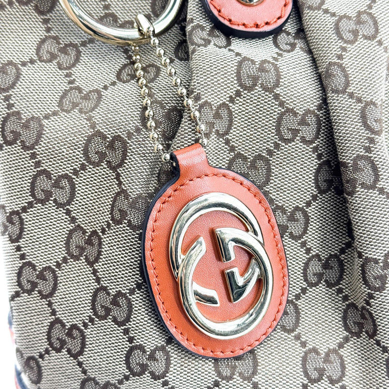 Gucci Sukey Top Handle Satchel Gg Canvas With Leather Brown