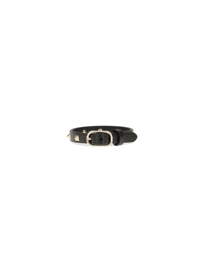 Valentino Garavani Rockstud Bracelet — Black Calf Leather Bos Taurus Bracelets